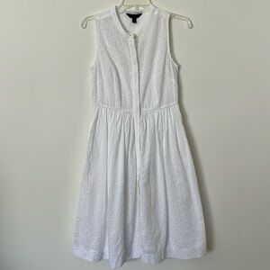 JCrew lined white eyelet dress with pockets. Size 4P.